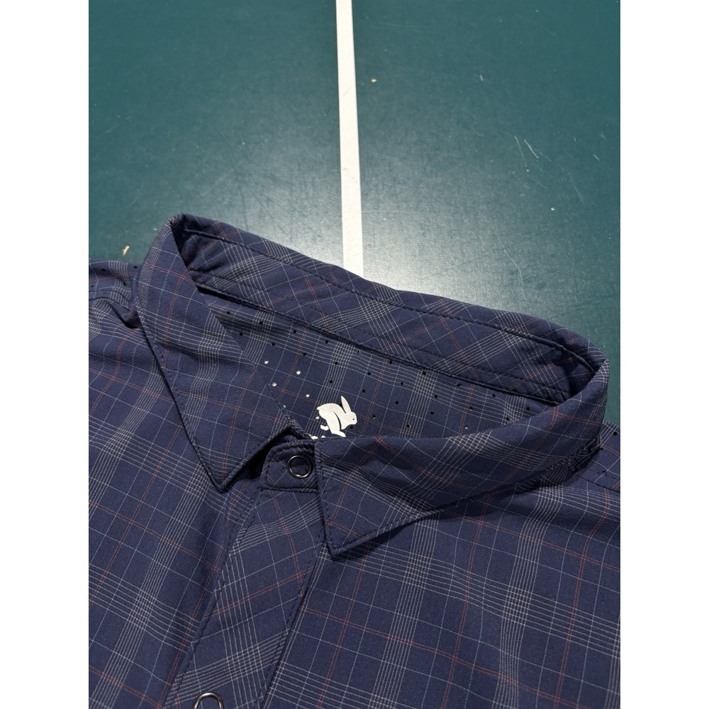 Rabbit High Country Vented Shirt Mens Large Blue Plaid Snap Trail Running Hiking - Picture 5 of 15